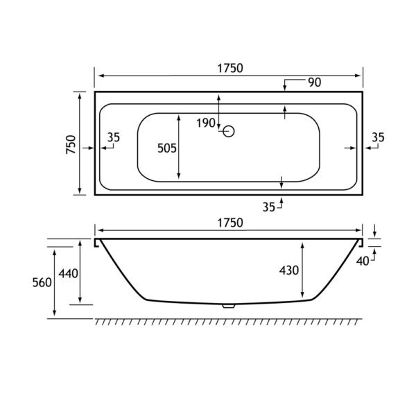 Eastbrook Malin Double Ended Bath No TH White - Image 10