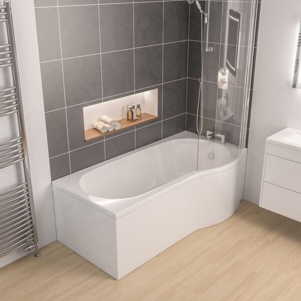 Eastbrook Shannon P Shaped Shower Bath No TH White - Image 3