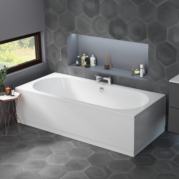 Eastbrook Biscay Straight Edge Double Ended Bath White - Image 2
