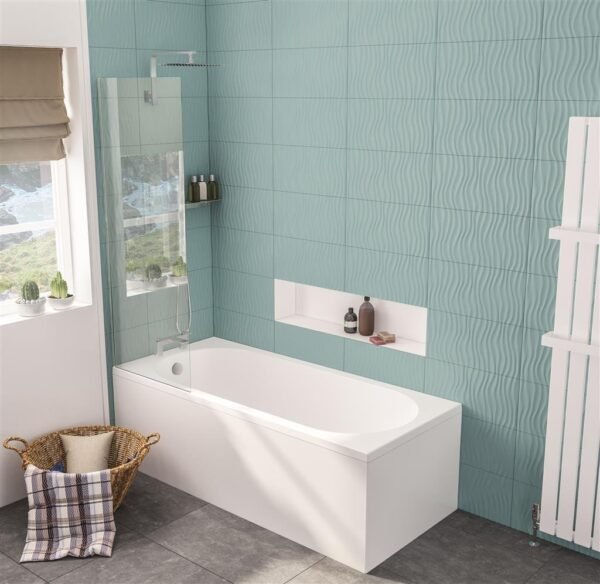 Eastbrook Biscay Straight Edge Single Ended Bath No TH White - Image 2