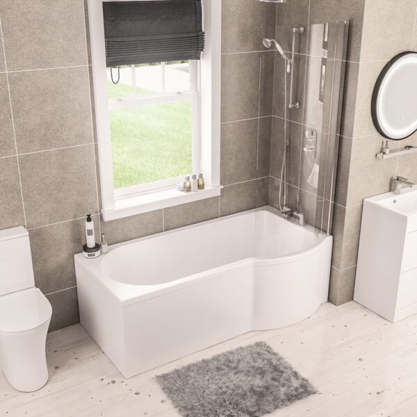 Eastbrook Portland P-Shaped Shower Bath White - Image 3