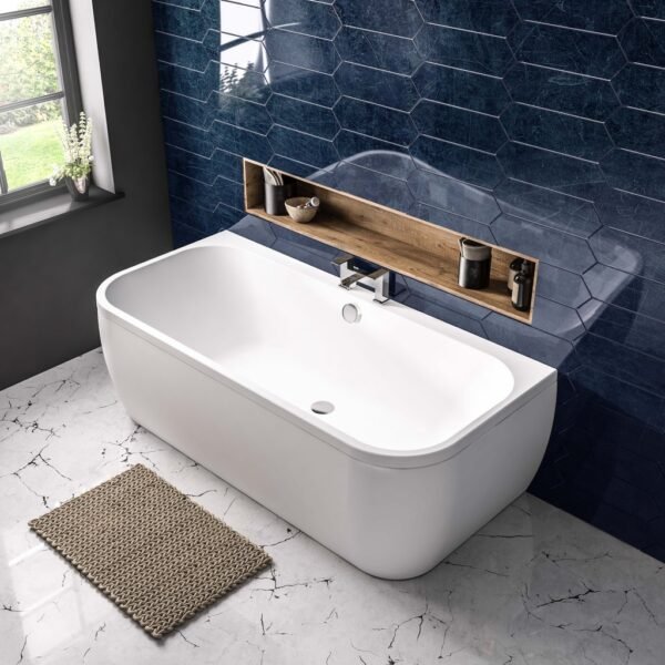 Eastbrook Malin Beauforte D Shape Back To Wall Bath No TH White