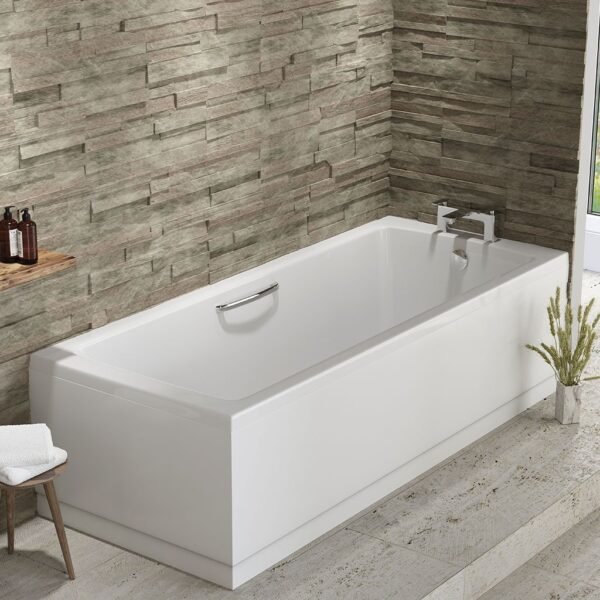 Eastbrook Rockall Beauforte Single Ended Bath With Twin Grips No TH White - Image 2