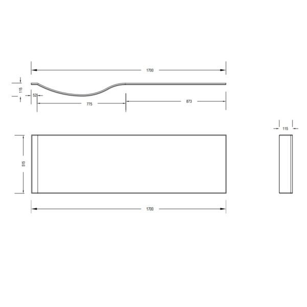 Eastbrook Shannon P Shaped Bath Front Panel Long White - Image 3