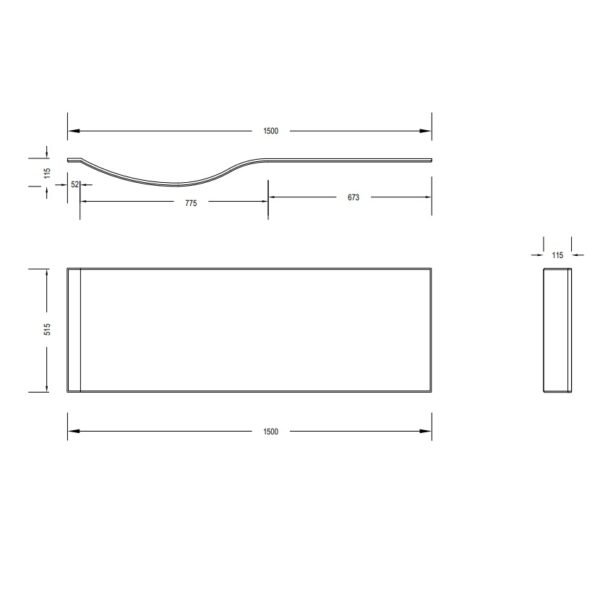 Eastbrook Shannon P Shaped Bath Front Panel Long White - Image 2