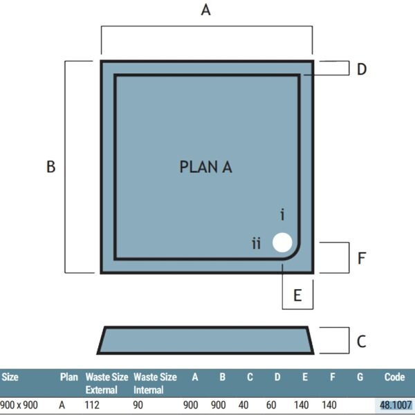 Eastbrook Vantage Plan A Square Shower Tray White - Image 6