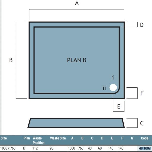Eastbrook Vantage Plan B Rectangular Shower Tray White - Image 7