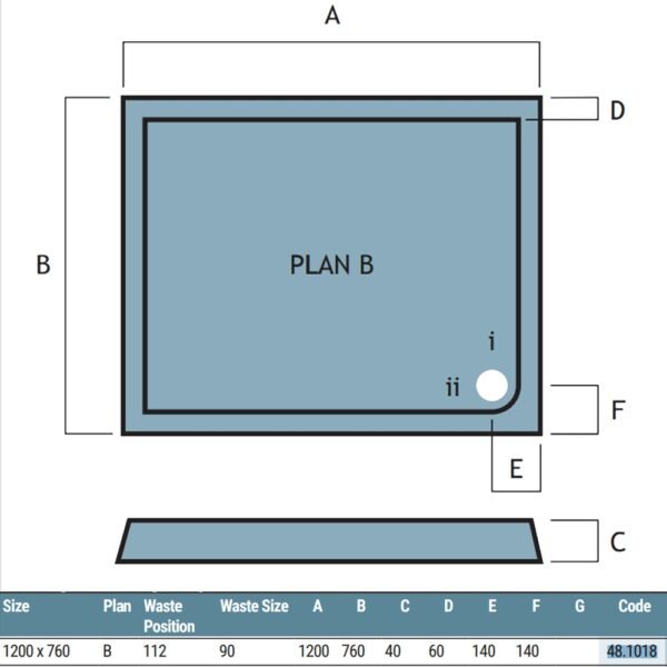 Eastbrook Vantage Plan B Rectangular Shower Tray White - Image 15