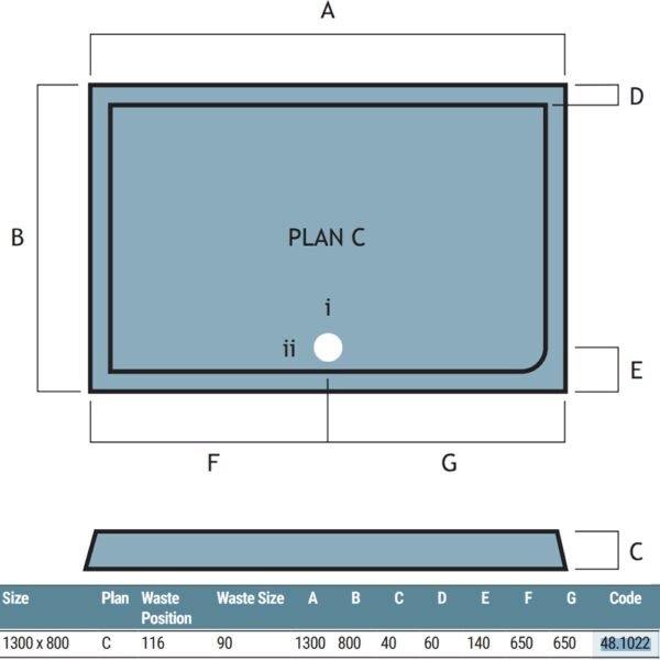 Eastbrook Vantage Plan C Rectangular Shower Tray White - Image 3