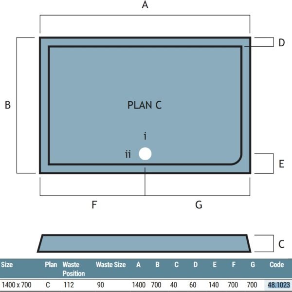 Eastbrook Vantage Plan C Rectangular Shower Tray White - Image 4