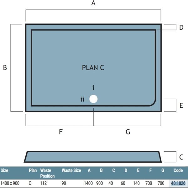 Eastbrook Vantage Plan C Rectangular Shower Tray White - Image 7