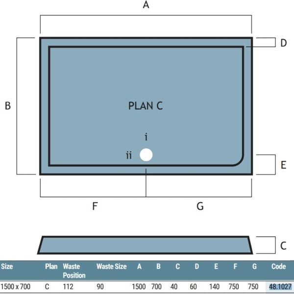 Eastbrook Vantage Plan C Rectangular Shower Tray White - Image 8