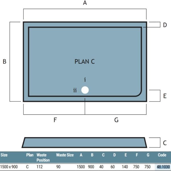 Eastbrook Vantage Plan C Rectangular Shower Tray White - Image 11