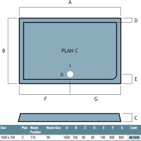 Eastbrook Vantage Plan C Rectangular Shower Tray White - Image 13