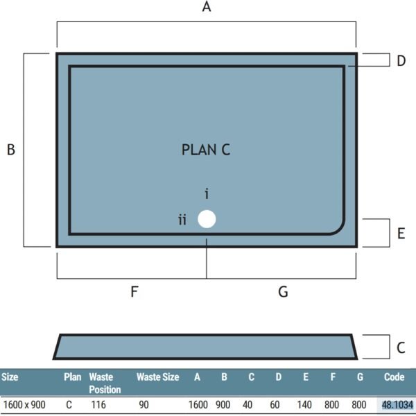 Eastbrook Vantage Plan C Rectangular Shower Tray White - Image 15