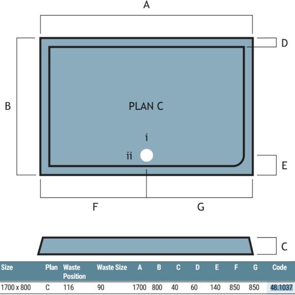 Eastbrook Vantage Plan C Rectangular Shower Tray White - Image 18
