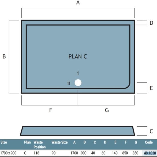 Eastbrook Vantage Plan C Rectangular Shower Tray White - Image 19