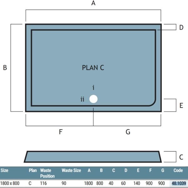 Eastbrook Vantage Plan C Rectangular Shower Tray White - Image 20