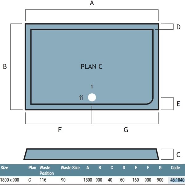Eastbrook Vantage Plan C Rectangular Shower Tray White - Image 21