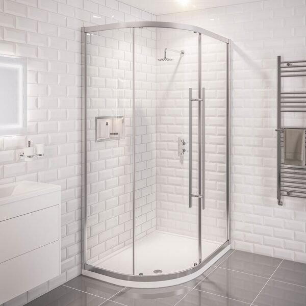 Eastbrook Vantage 1 Door Easy Clean Offset Quadrant Shower Enclosure 6mm Glass Silver