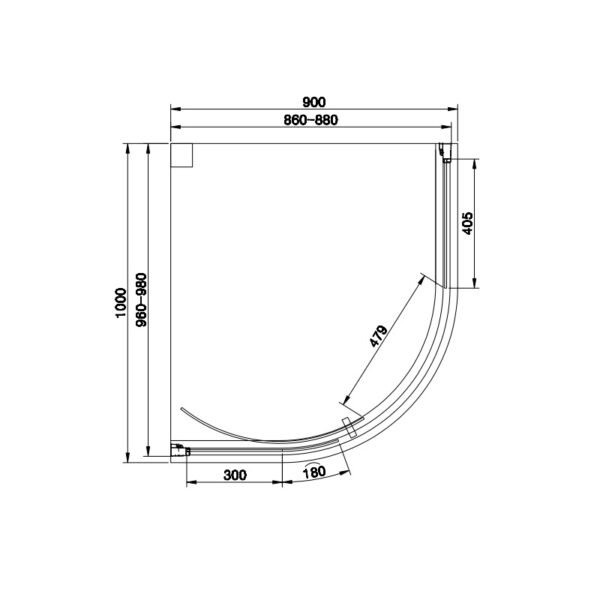 Eastbrook Vantage 1 Door Easy Clean Offset Quadrant Shower Enclosure 6mm Glass Matt Black - Image 6