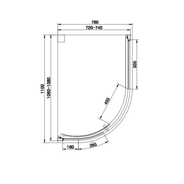 Eastbrook Vantage 1 Door Easy Clean Offset Quadrant Shower Enclosure 6mm Glass Matt Black - Image 7