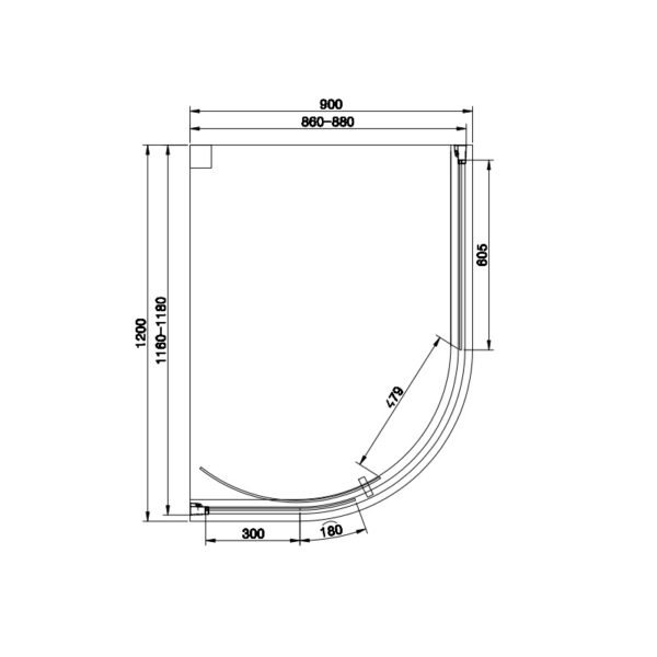Eastbrook Vantage 1 Door Easy Clean Offset Quadrant Shower Enclosure 6mm Glass Matt Black - Image 12