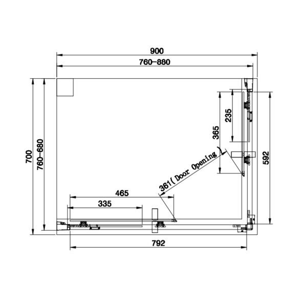 Eastbrook Vantage 1 Door Easy Clean Offset Corner Entry Shower Enclosure 6mm Glass Matt Black - Image 2
