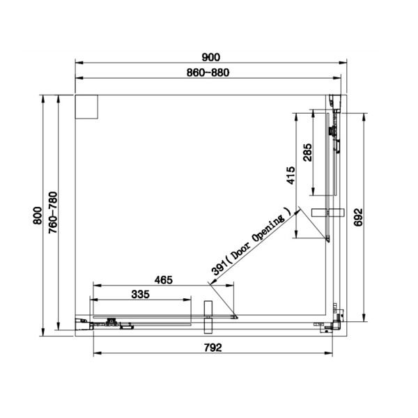 Eastbrook Vantage 1 Door Easy Clean Offset Corner Entry Shower Enclosure 6mm Glass Matt Black - Image 4