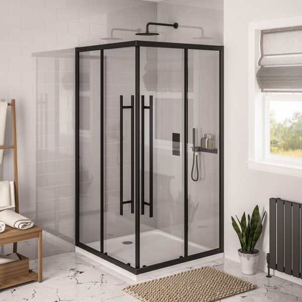 Eastbrook Vantage 1 Door Easy Clean Corner Entry Shower Enclosure 6mm Glass Matt Black