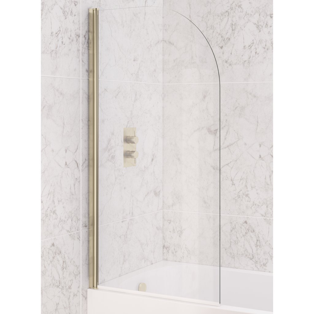 Eastbrook Radius Bath Screen 6mm Glass 1400mm x 800mm Brushed Brass