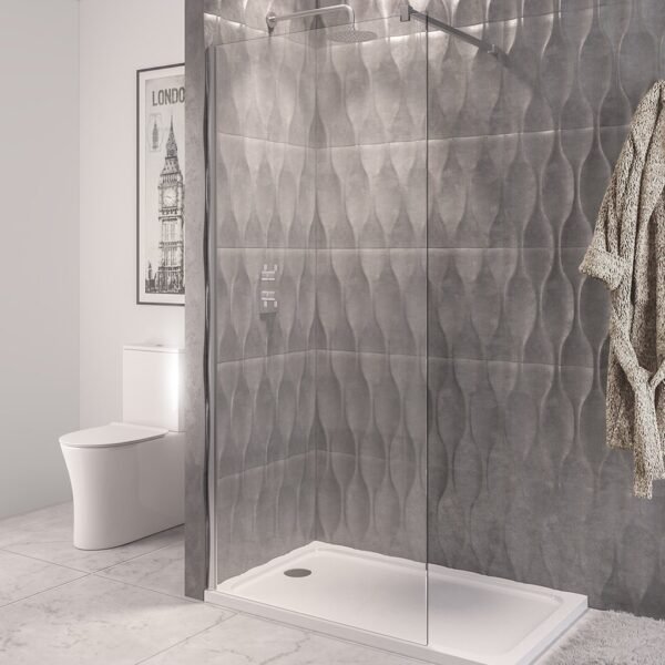 Eastbrook Vantage Easy Clean Wetroom Glass Panel 8mm Glass Chrome