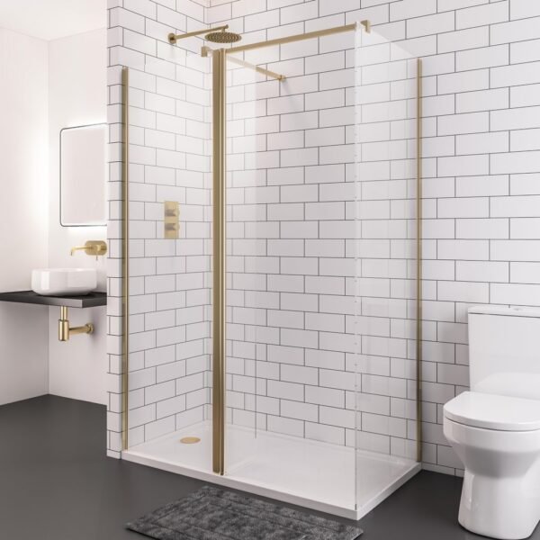 Eastbrook Vantage Flipper Panel Kit 8mm Glass 300mm Wide Brushed Brass - Image 3
