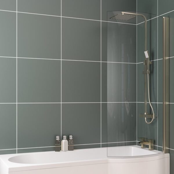 Eastbrook P Shaped Shower Bath Screen 6mm Glass 1400mm x 735mm - Image 5