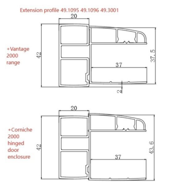 Eastbrook Extension Profile 6mm Glass 2000mm High Brushed Brass - Image 2