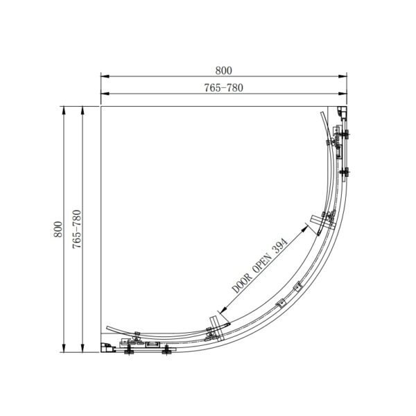 Eastbrook Corniche 2 Door Quadrant Shower Enclosure 8mm Glass Matt Black - Image 2