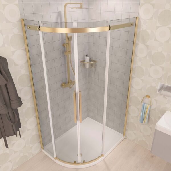 Eastbrook Corniche 2 Door Offset Quadrant Shower Enclosure 8mm Glass  Brushed Brass - Image 2