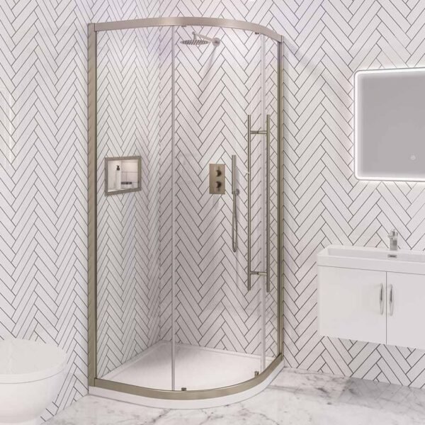 Eastbrook Vantage 1 Door Easy Clean Quadrant Shower Enclosure 6mm Glass Brushed Brass