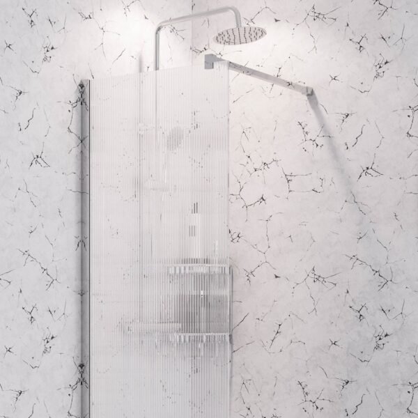 Eastbrook Vantage Fluted Walk-In Wetroom Glass Panel 8mm Glass Chrome - Image 2