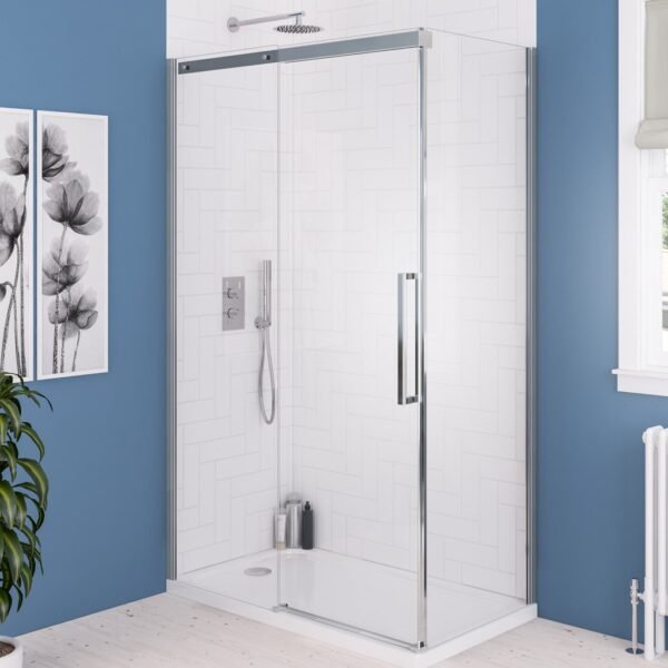 Eastbrook Corniche Semi Frameless Recessed Sliding Shower Door 8mm Glass Chrome
