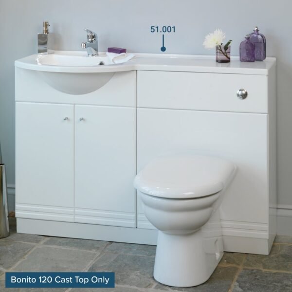 Eastbrook Bonito Cast Worktop 1200mm Wide White