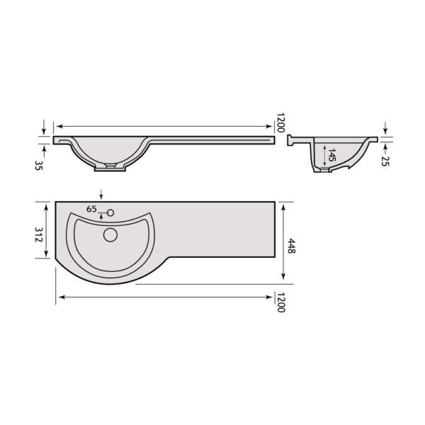 Eastbrook Bonito Cast Worktop 1200mm Wide White - Image 2