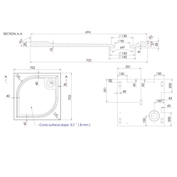 Eastbrook Vanguard 25 Square Shower Tray White - Image 2
