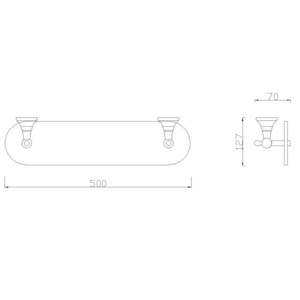 Eastbrook Rockingham Glass Shelf With Barrier 500mm Long Chrome - Image 2