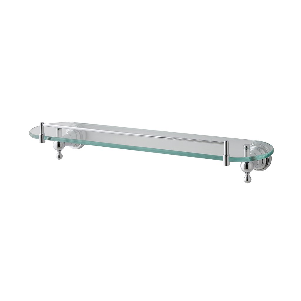 Eastbrook Rockingham Glass Shelf With Barrier 500mm Long Chrome