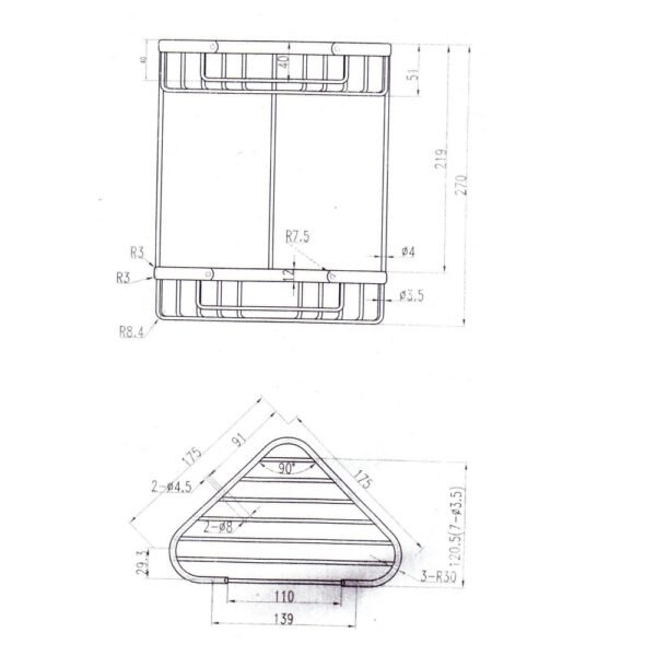 Eastbrook Double Corner Shower Basket 175mm Wide Chrome - Image 2