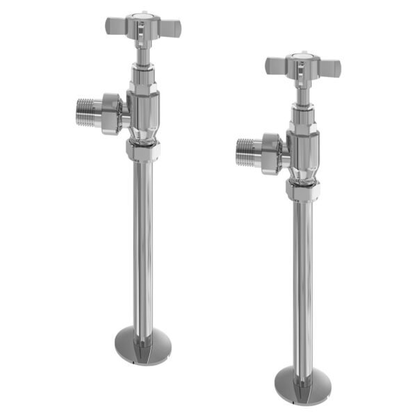 Eastbrook Traditional Angled Radiator Valves Pair With Tails Chrome