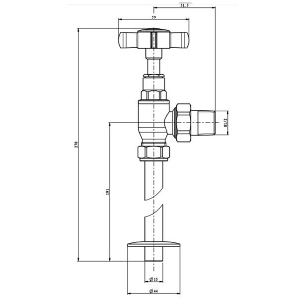 Eastbrook Traditional Angled Radiator Valves Pair With Tails Chrome - Image 2
