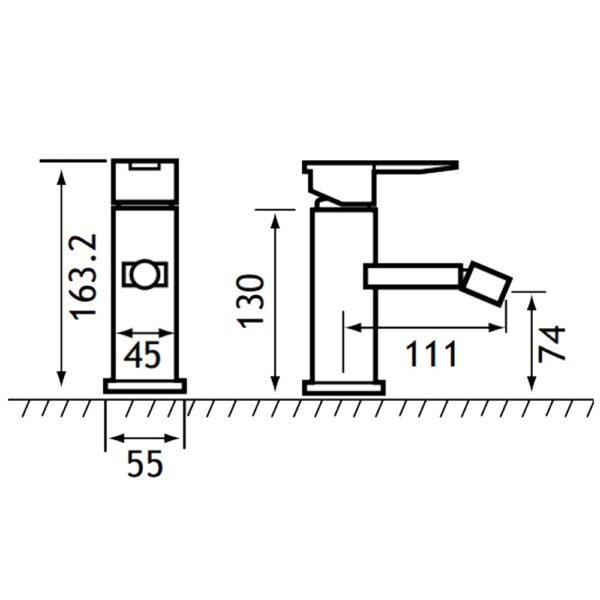 Eastbrook Prado 550 Mono Bidet Mixer Tap With Click Waste Chrome - Image 2