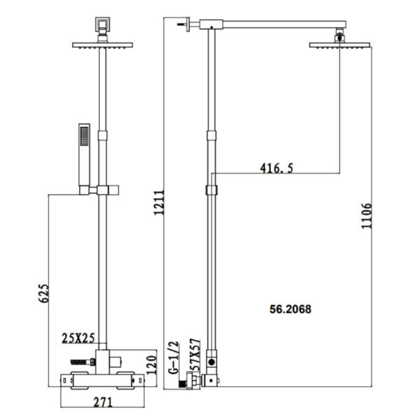 Eastbrook Winterbourne Thermostatic Bar Shower Mixer With Shower Kit And Fixed Head Chrome - Image 2